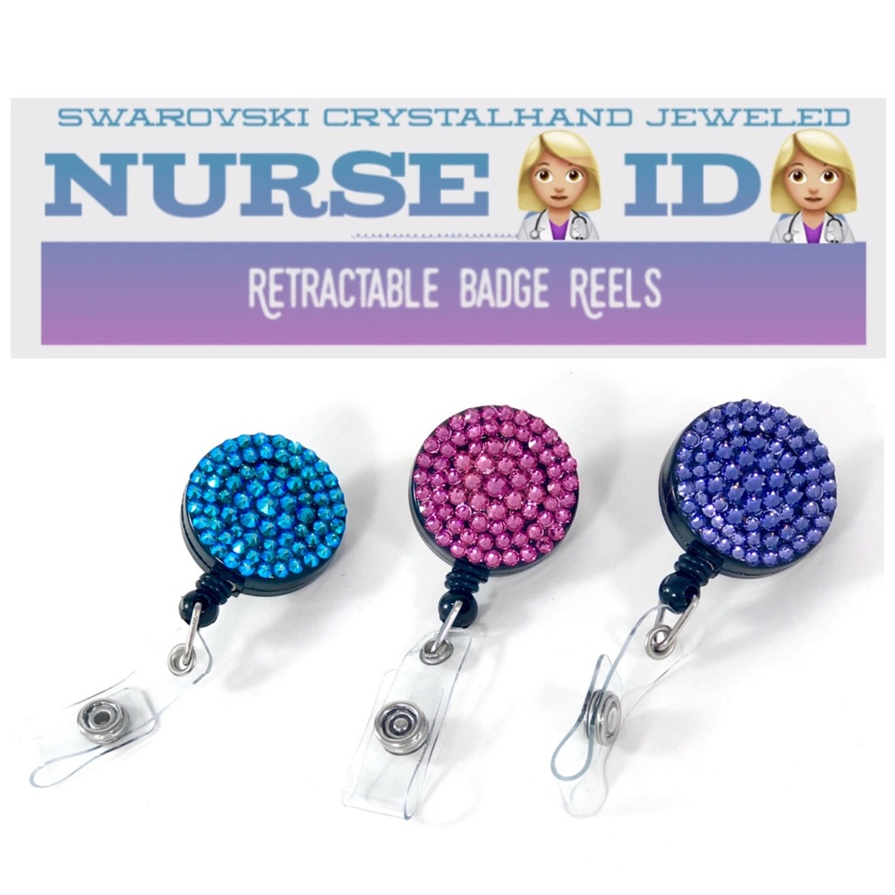 💠Swarovski ID Badge Reels - Retractable Face Mask Clip - Picture 3 of 7